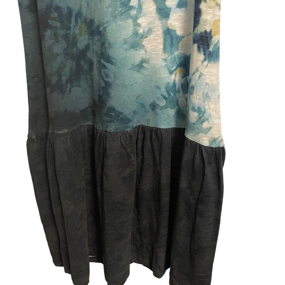 Saturday Sunday Anthropologie Blue Tie Dye Drop Waist Ruffle Hem Dress M - Picture 6 of 8